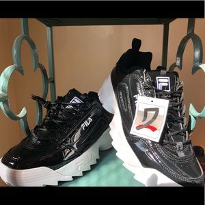 Fila Disruptor ll Premium Patent Black Sneaker🔥✨